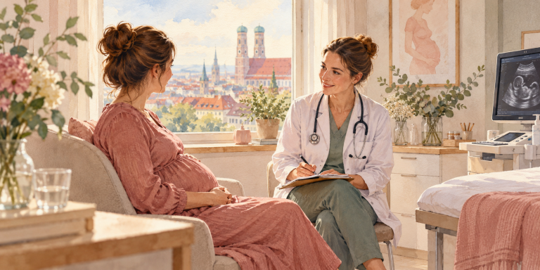 Ilustracja AI: Jak się rodzi w Niemczech? Opieka w ciąży, poród i połóg
